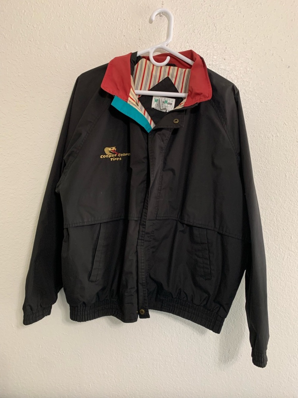 Cooper Cobra Tires Men’s Black Windbreaker with Red Collar